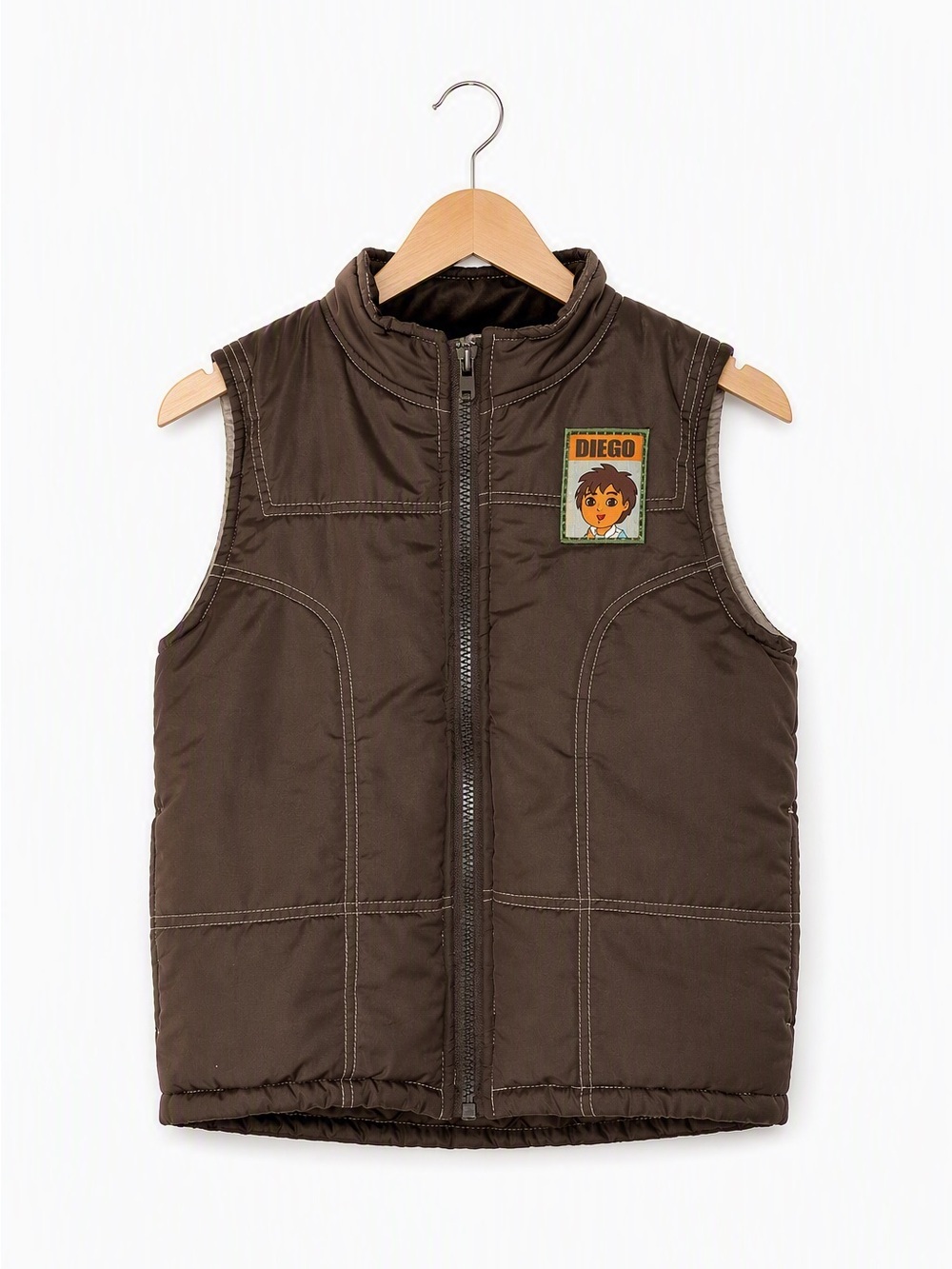Vintage Y2K Unisex Nickelodeon Jr Diego Puffer Vest Kid's 6T Brown 2006 Retro